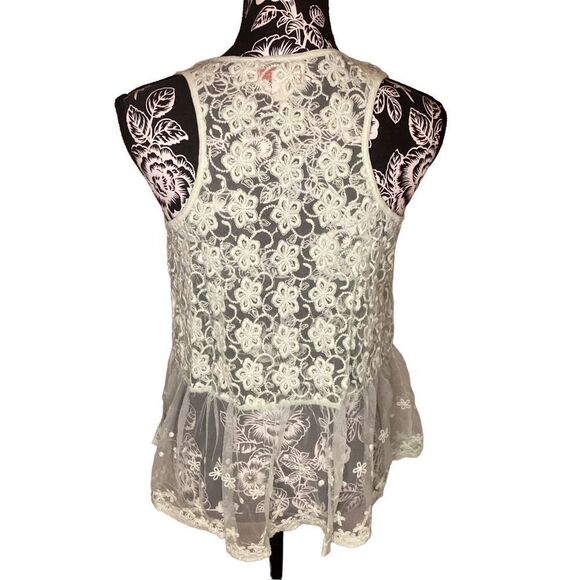 Pastel Green Ruby & Bloom Floral Lace Tank Top Ruffles Boho Bohemian Hippie - Picture 3 of 8